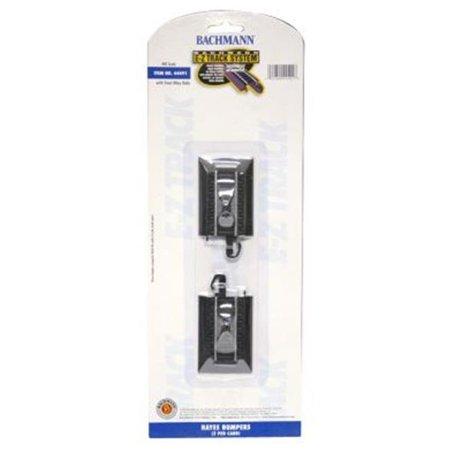 Bachmann Trains - Snap-FIT E-Z Track Hayes Bumpers (2/Card) - Steel Alloy Rail with Black Roadbed