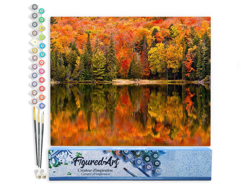 Paint by numbers - Lake Reflection in Autumn: Without frame, 16"x20"