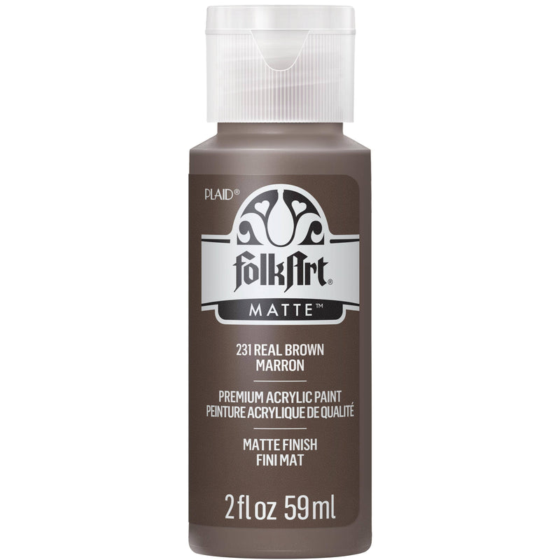 FolkArt Matte Acrylic Paint 2 oz: Real Brown