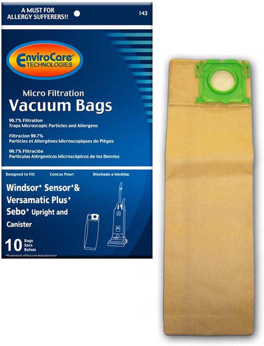 EnviroCare 10 Pack Vacuum Bags for Windsor Sensor, Versamatic No. 143