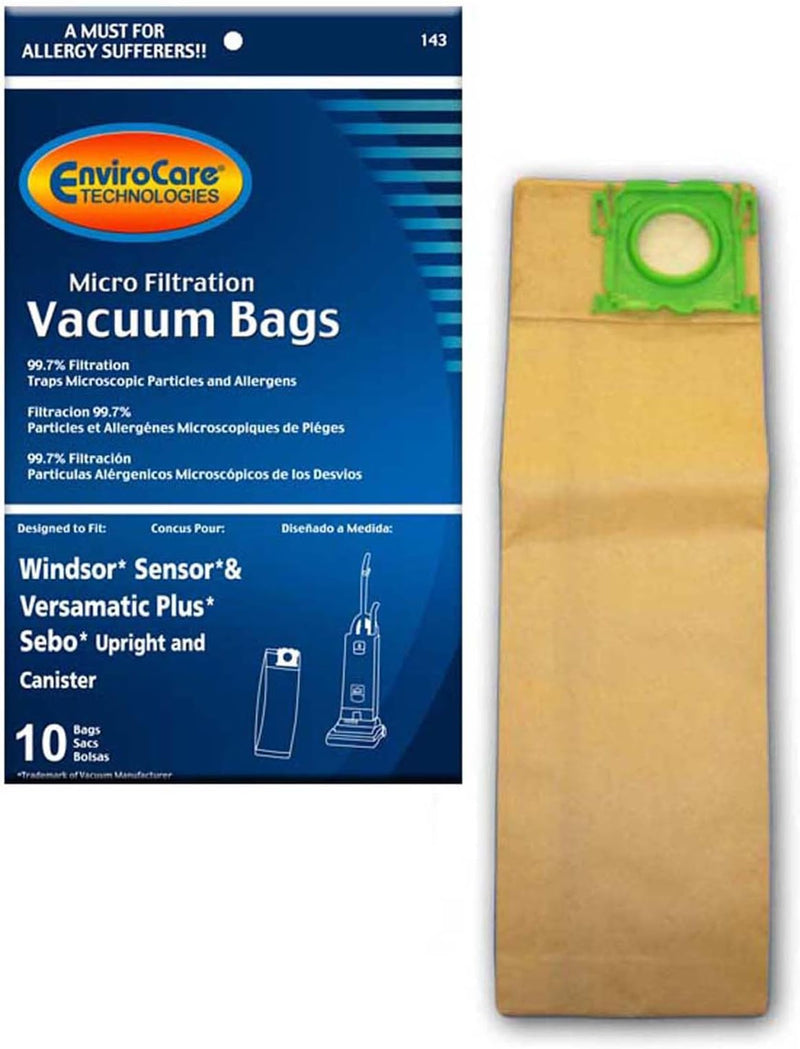 EnviroCare 10 Pack Vacuum Bags for Windsor Sensor, Versamatic No. 143