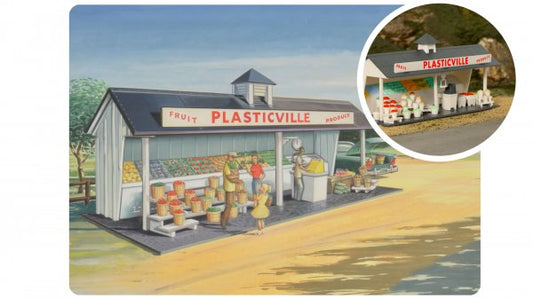 BAC45632 O Scale 75th Anniversary Roadside Stand Plasticville U.S.A. Kit