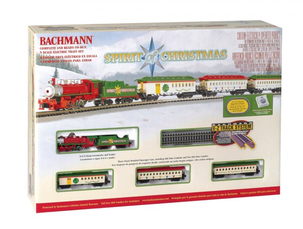 Bachmann Trains N Scale Spirit of Christmas Ready to Run Electric Locomotive Train Set