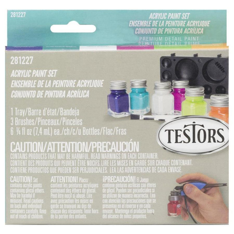 Testors Acrylic Enamel Paint Set with Paintbrushes - asst Colors