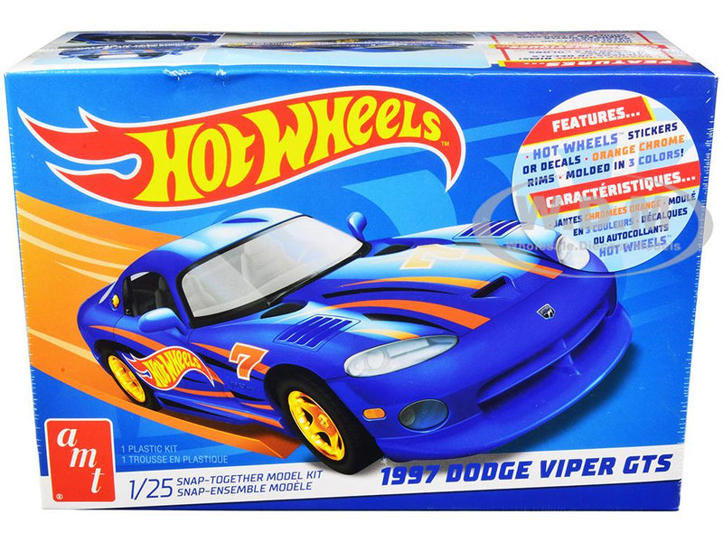 AMT AMT1349M Skill 1 Snap Model Kit 1997 Dodge Viper GTS Hot Wheels 1-25 Scale Model Car