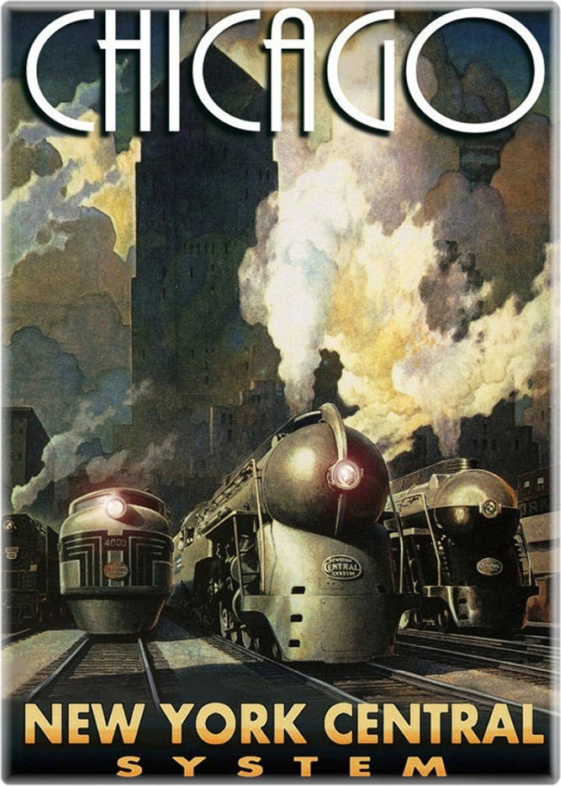 Magnet - "Chicago-NY Central System" - Vintage Poster Repro
