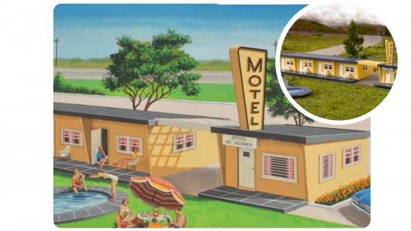 BAC45198 HO Scale 75th Anniversary Motel Plasticville U.S.A. Kit