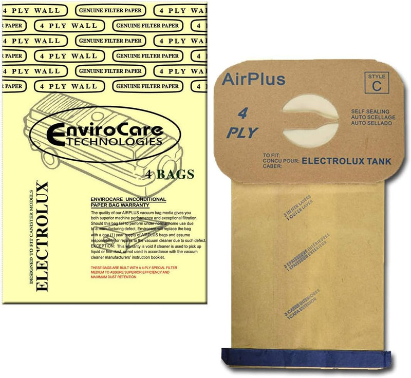 Electrolux 4 Pack Type C Bags by Envirocare