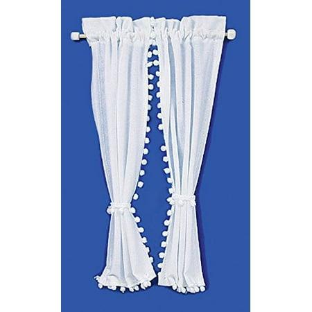 Melody Jane Dollhouse White Curtains on Rail Miniature 112 Scale Window Accessory