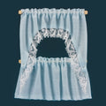 Melody Jane Dolls House Blue with White Polka Dot Kitchen Curtains & Valance on Rail Miniature