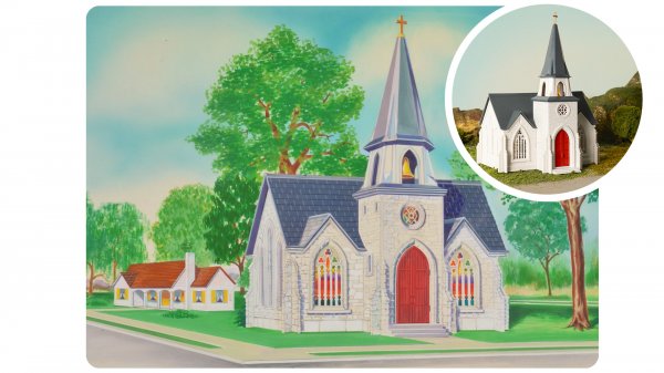 BAC45630 O Scale 75th Anniversary Cathedral Plasticville U.S.A. Kit