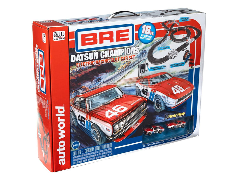Auto World BRE Datsun 1972 BRE Datsun 510 1971 BRE Datsun 240Z 16' Slot Car Set