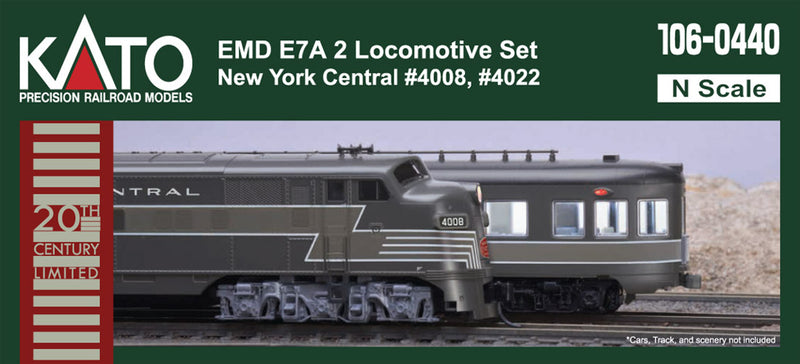 Kato N Scale ~ EMD E7 A-A Set DC ~ Both Powered ~ New York Central ~ 106-0440