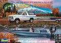 Level 5 Model Kit 1980 Ford Bronco with Bass Boat and Flatbed Trailer Set 1/24 Scale Model by Revell