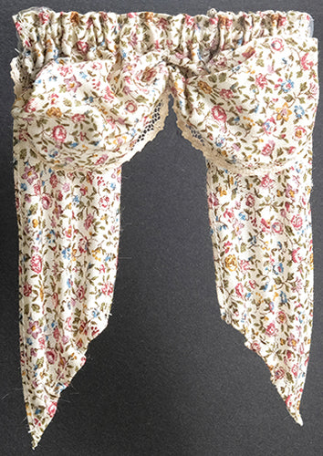 Melody Jane Dolls House Double Balloon Flower Valance Curtains Miniature