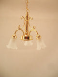 Dollhouse Miniature LED Battery Ceiling Light 3 Arm Tulip Chandelier 1:12 Scale