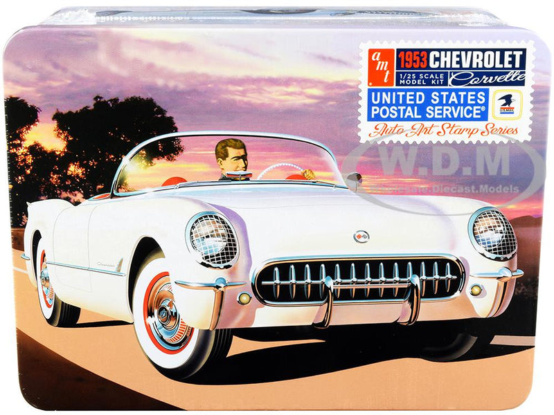 Skill 2 Model Kit 1953 Chevrolet Corvette PS (united States Postal Service) Themed Collectible Tin 1/25 Scale Model by AMT