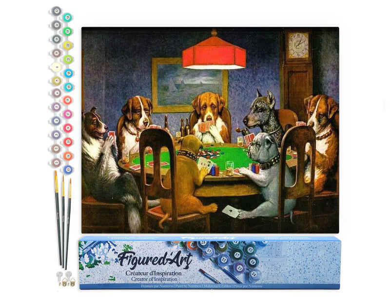 Paint by numbers - Dogs playing Poker: Without frame, 16"x20"