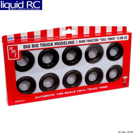 Round 2 Semi Truck Tall Tires Pack (Works with Several AMT Big Rig Tractor Kits Requiring Taller Tire Size Such as AMT1150)
