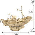 3D Laser Cut Wooden Puzzle: Fishing Ship
