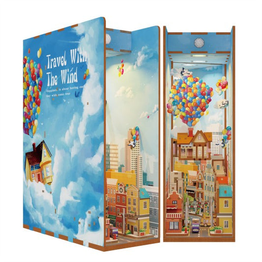 Hands Craft DIY Bookend Puzzle Travel with The Wind: Miniature House Kit, DIY Art Craft, Ages 14+