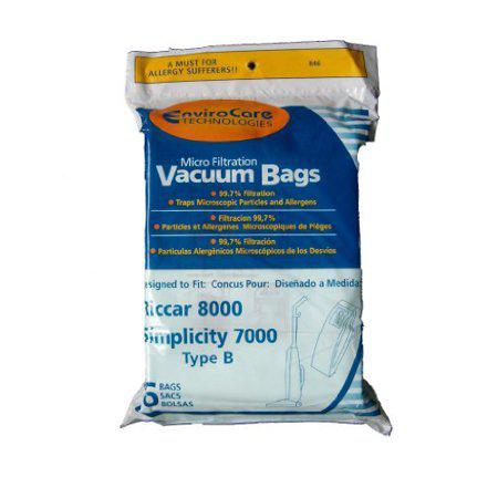 6 Riccar 8000 & Simplicity 7000 Type B Vaccum Bags Upright Vacuum Cleaners 7000 7200 250 300