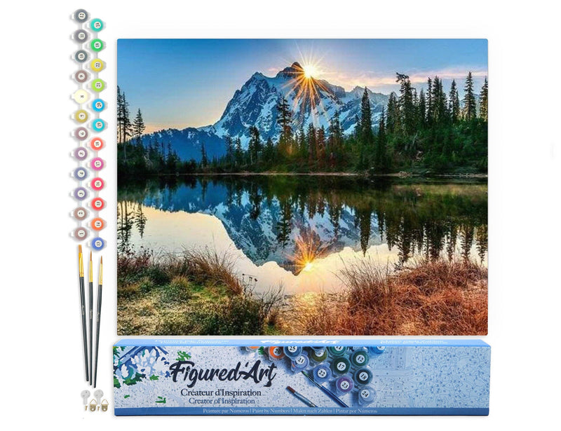 Paint by numbers - Lake and Mountain reflection: Without frame, 16"x20"
