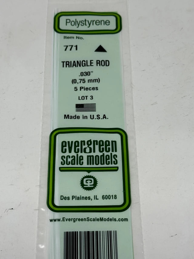Evergreen Scale Models Triangle Rod .030" No. EVG771