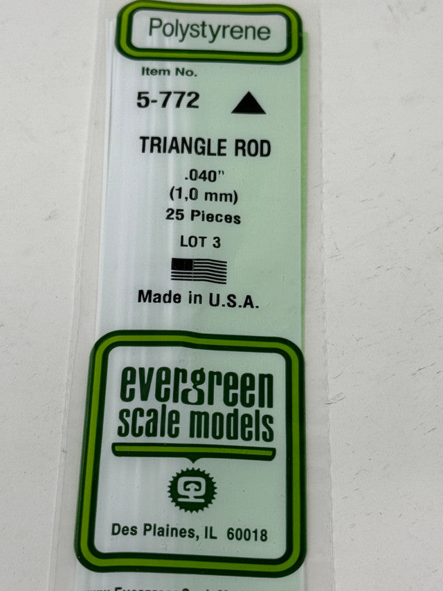 Evergreen Scale Models Triangle Rod .040" No. EVG772