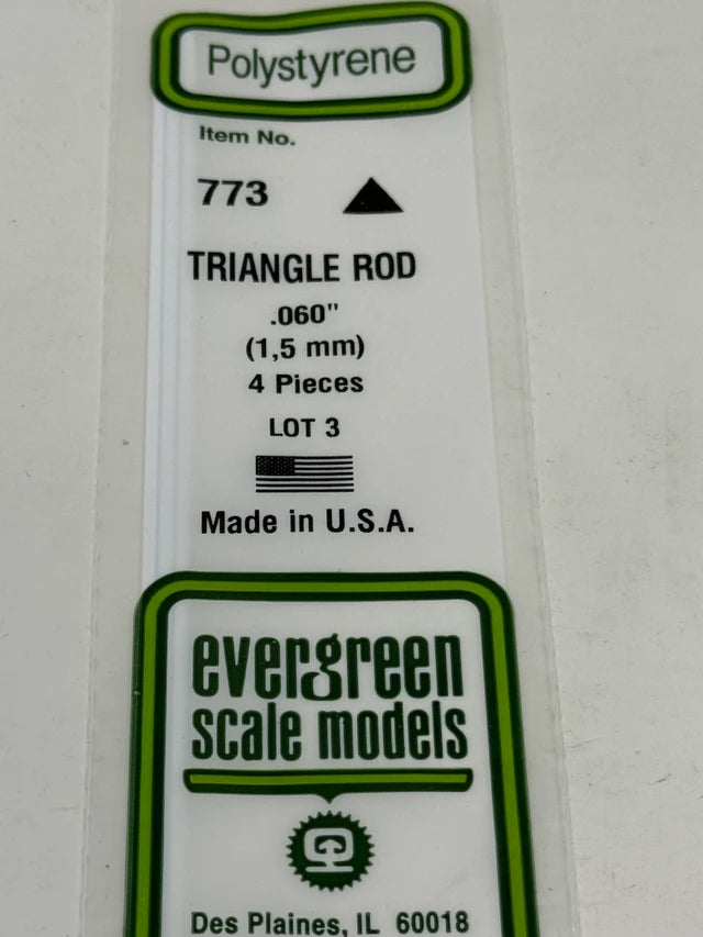 Evergreen Scale Models Triangle Rod .060" No. EVG773