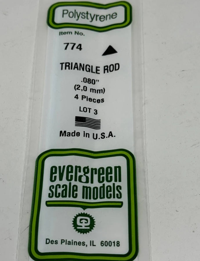 Evergreen Scale Models Triangle Rod .080" No. EVG774