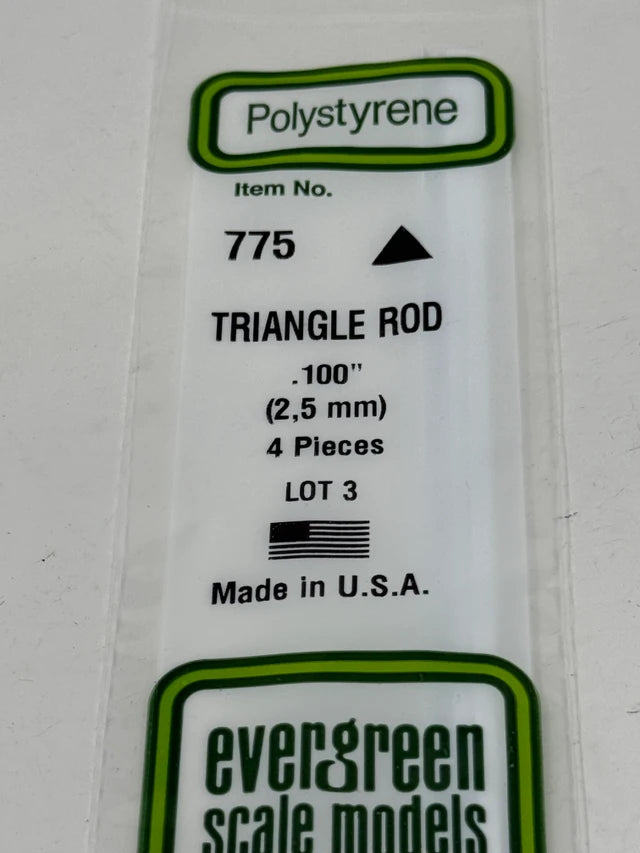 Evergreen Scale Models Triangle Rod .100" No. EVG775