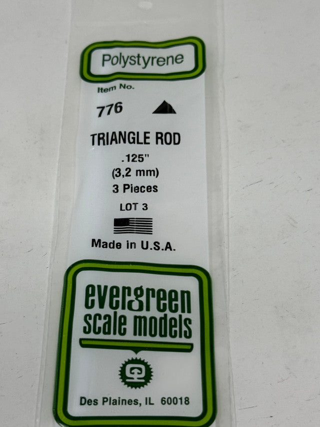 Evergreen Scale Models Triangle Rod .125" No. EVG776