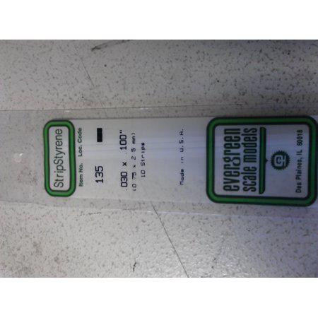 Evergreen Scale Models Strip .030 x .100 10 EVG135 Plastic Building Supplies