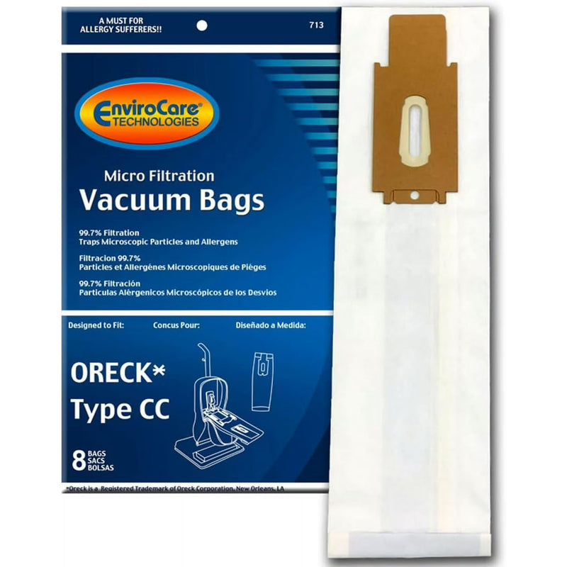 8 Enivrocare for Oreck CC Replacement Vacuum Bags