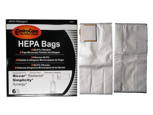 EnviroCare Riccar, Radiance, Symplicity Synergy HEPA Vacuum Bags 6 - Pack No. 853