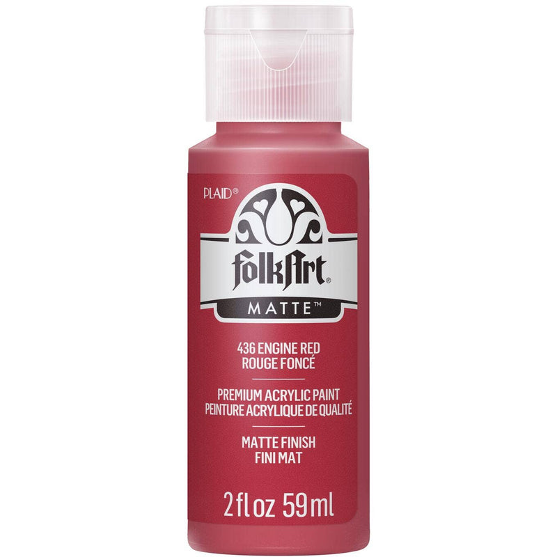 FolkArt Matte Acrylic Paint 2 oz: Engine Red