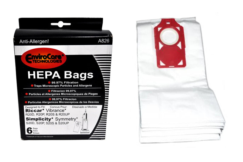 EviroCare Hepa Vacuum Bags No. A826 Fits Riccar Vibrance & Simplicity Symmetry