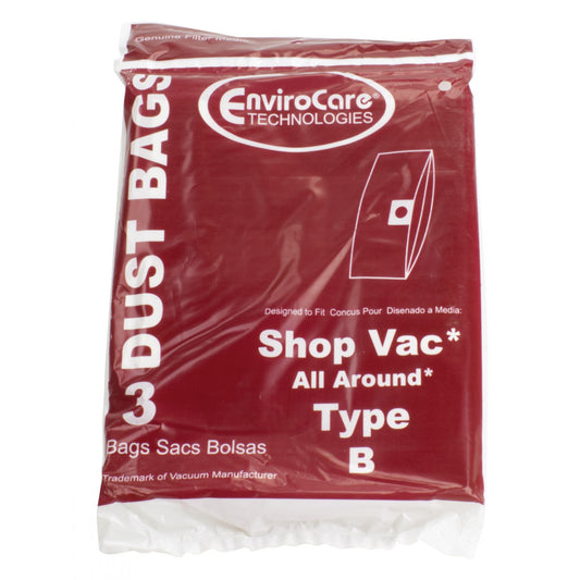 EnviroCare Shop Vac All Around Type B, 3 Pack Dust Bags No. 370SW