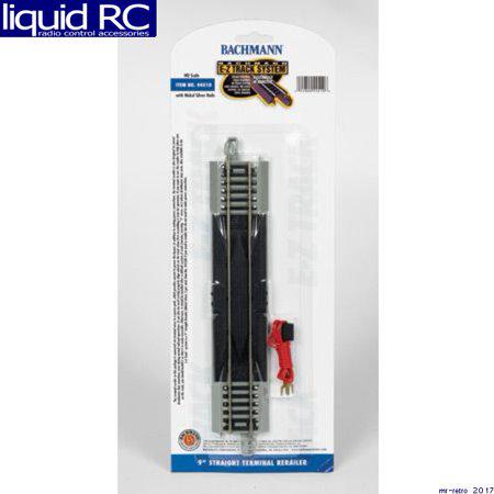 Bachmann Trains - Snap-FIT E-Z Track 9” Straight Terminal Rerailer w/Wire (1/Card) - Nickel Silver Rail with Gray Roadbed