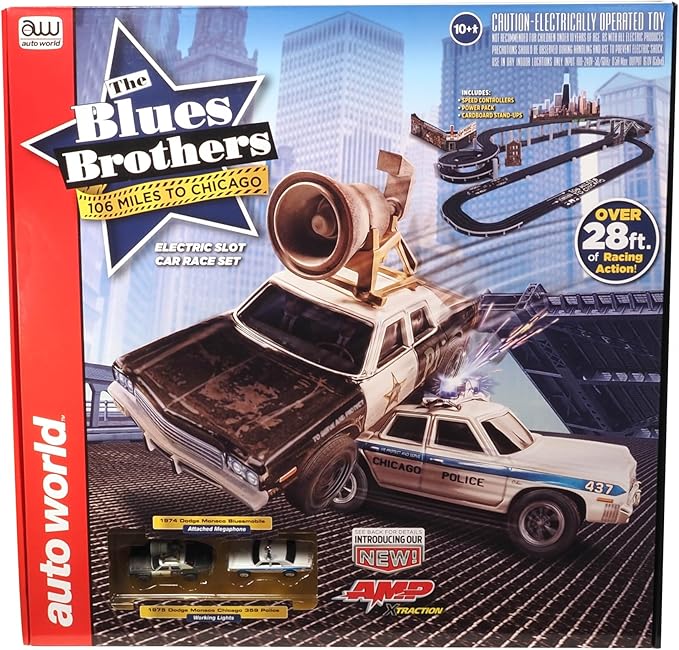 Auto World The Blues Brothers 106 Miles To Chicago Electric Slot Car set No. SRS359