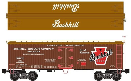 Ready Made Trains O Scale Bushkill Beer 36 ft Wood Side Reefer Car No. RMT-86199-94