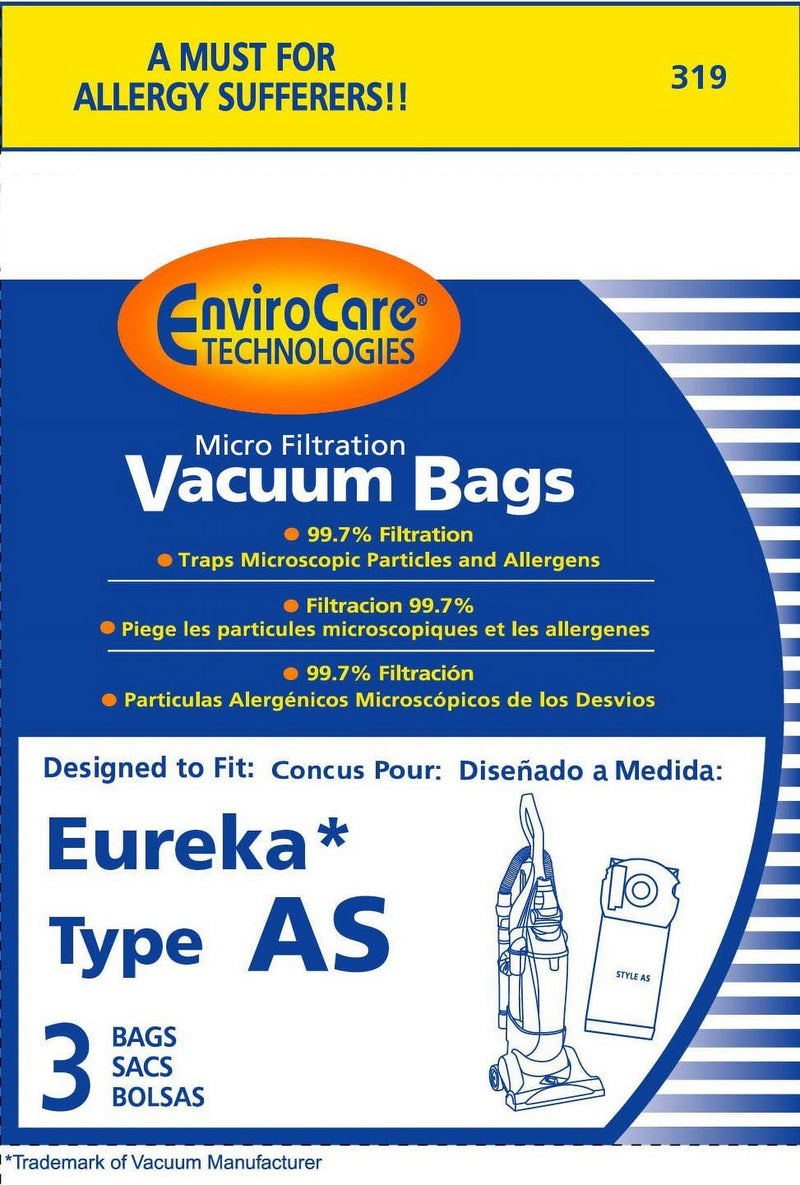 Eureka Type AS Vacuum Bag 3 Pack by Envirocare