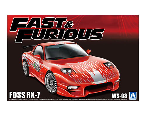 Aoshima Fast & Furious FD3S RX-7 WS-03 1/24th Scale Plastic Car Model No. AOS06796