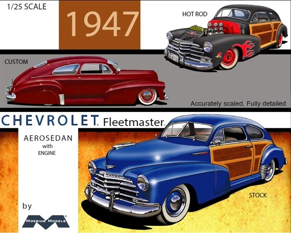 Moebius Models 1/25th Scale 1947 Chevrolet Fleetmaster Aerosedan Plastic Model Kit No. MOE2301