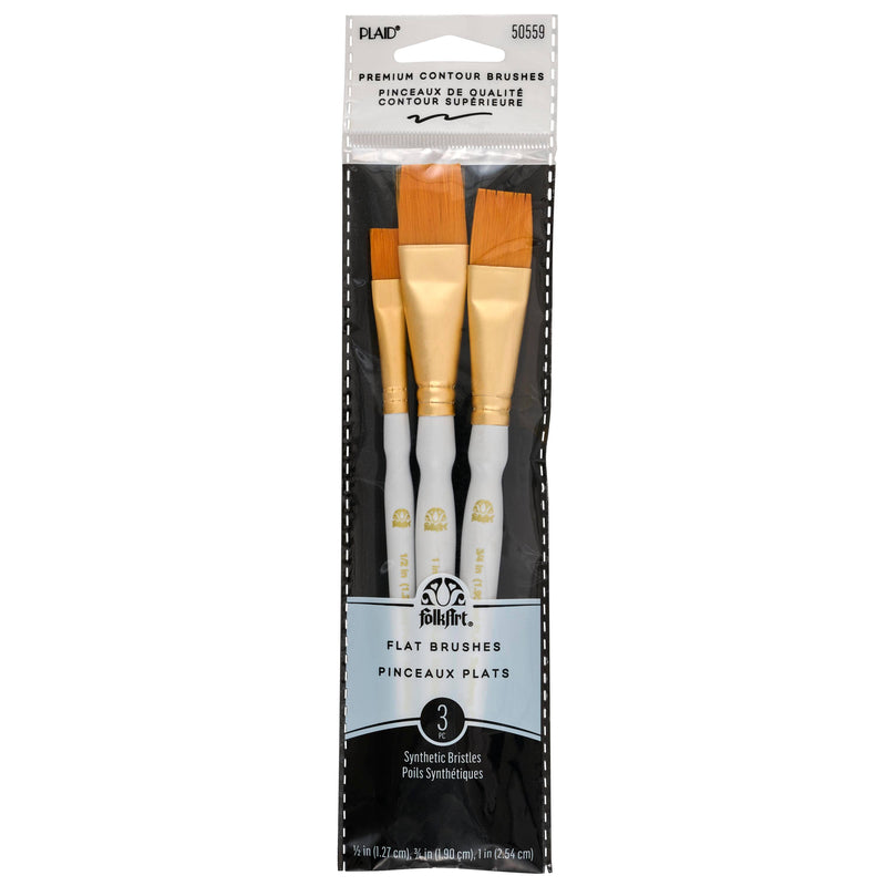 FolkArt Brush Set - Gold Taklon Set, 3 Piece