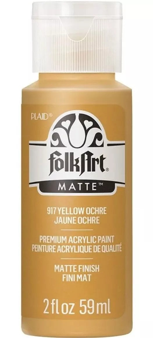 Folk Art Acrylic Paint 2 Fl oz-Yellow Ochre Color Matte Finish Paint No. 217