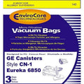 GE Canister  Cn-1 Vacuum Bags 3 Pack by EnviroCare Number 140