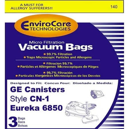 GE Canister  Cn-1 Vacuum Bags 3 Pack by EnviroCare Number 140