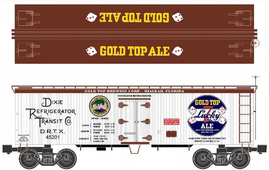 Ready Made Trains Gold Top Beer 36ft Wood Side Reefer Car No. RMT-86199-178